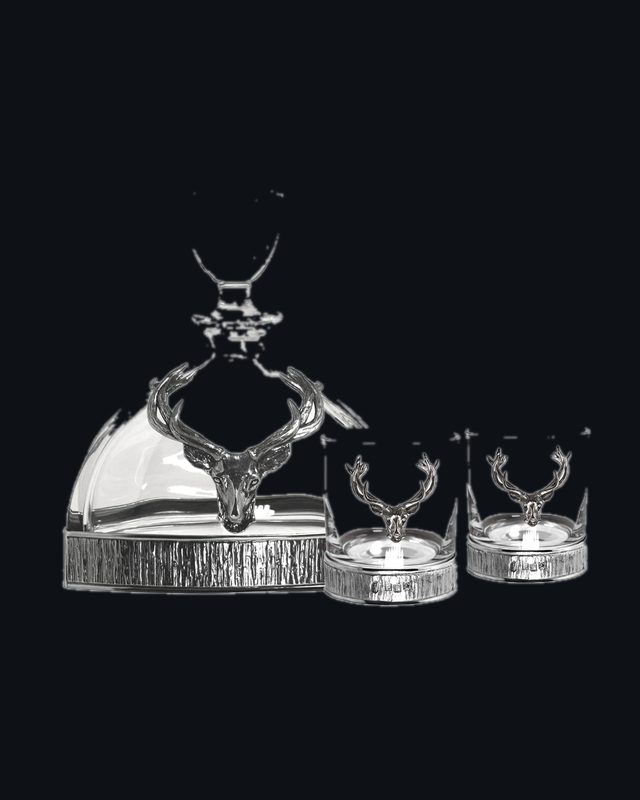 Matching Majestic Stag Crystal & Pewter Whisky Decanter & Tumbler Set
