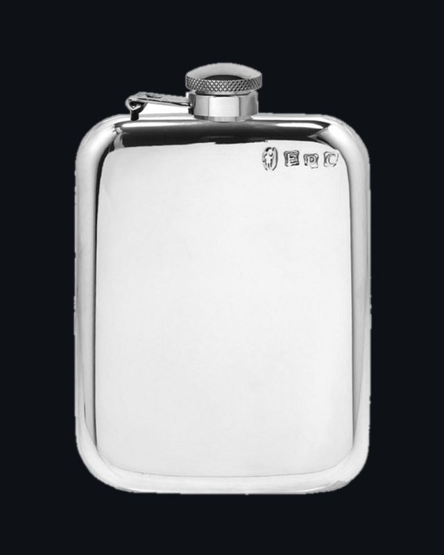 6oz Plain Pewter Hip Flask with Hinged Captive Top