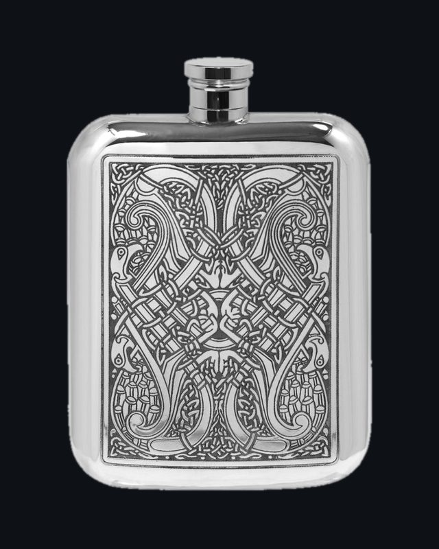 6oz Pewter Hip Flask with Intricate Celtic Knot Design