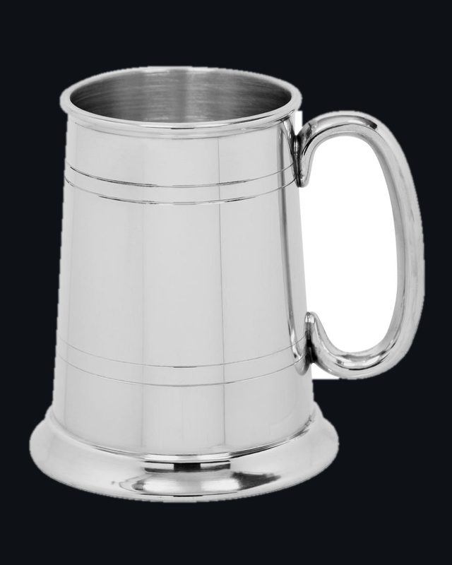 1 Pint Classic Pewter Beer Mug Tankard With Curved Handle