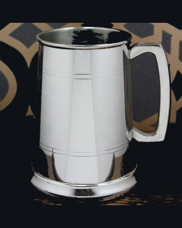 1 Pint Pewter Beer Mug Tankard With Glass Bottom Base