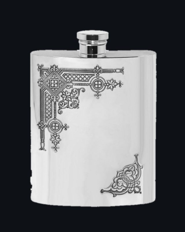 6oz Pewter Hip Flask with Gothic Styling