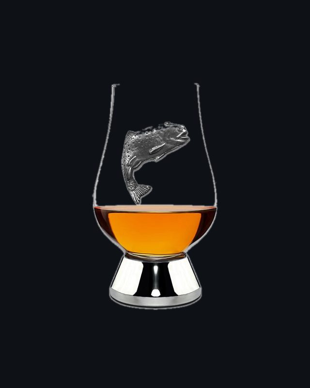 The Wee Glencairn Whisky Tasting Glass with Pewter Base and Trout 70ml