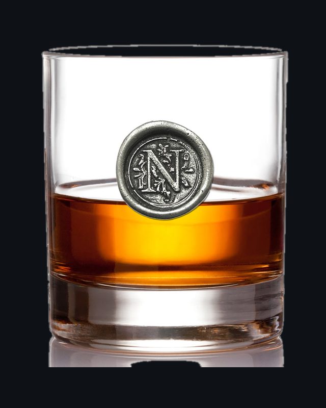 'Initial N' Monogram Whiskey Whisky Glass Tumbler Personalised Gift With Pewter Initial