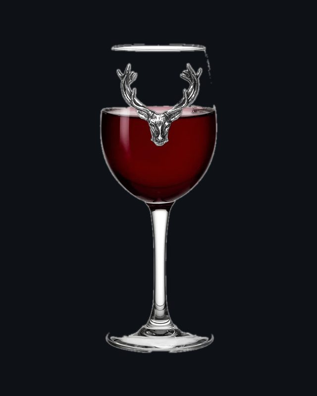 350ml Wine Glass With Pewter Stag Head