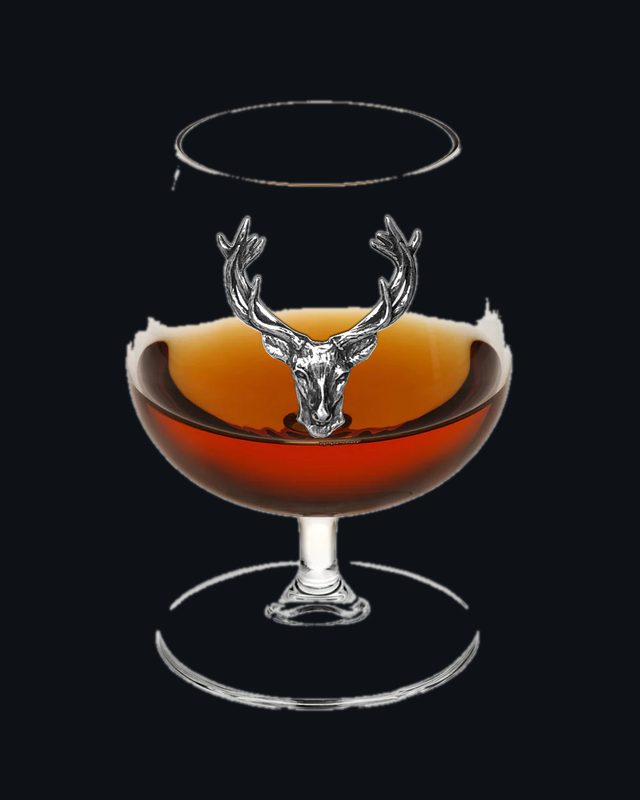 Brandy Glass With Pewter Stag
