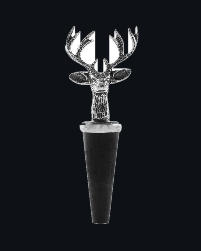 Stag Head Pewter Wine Bottle Stopper